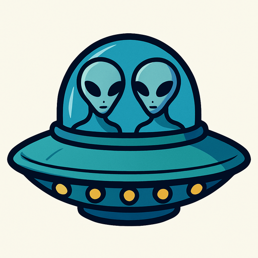 UFO with grey aliens in it.
In-Game asset.  2d.  High contrast.  No shadows