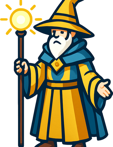 Light wizard con cuerpo entero.
In-Game asset.  2d.  High contrast.  No shadows