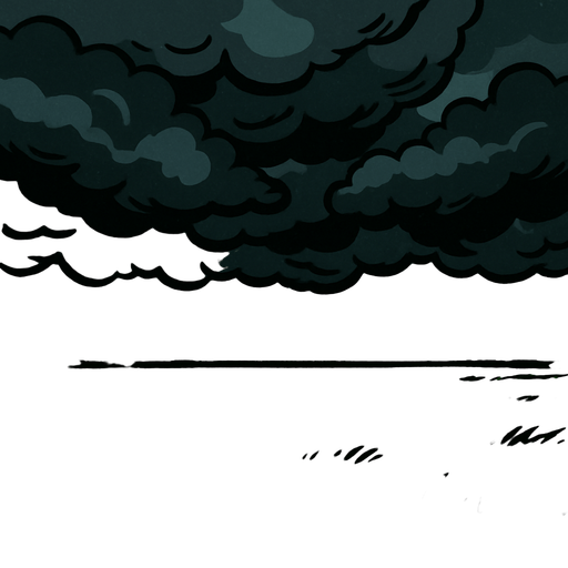 An open space of grass with dark rainy clouds up above
Easily looper.
In-Game asset.  2d.  High contrast.  No shadows