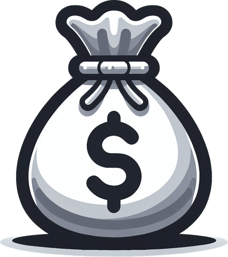 money bag.
Single Game Texture.  In-Game asset.  2d.  Blank background.  High contrast.  No shadows