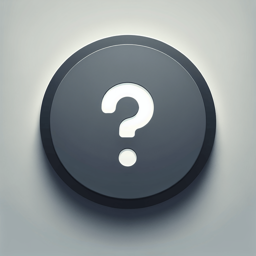 An interface element which is a gray circle with a question mark inside it..
Single Game Texture. In-Game asset. 2d. Blank background. High contrast. No shadows.