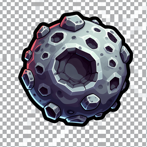 一颗陨石，卡通风格.
Single Game Texture. In-Game asset. 2d. Blank background. High contrast. No shadows.