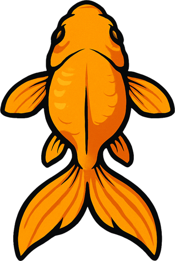 a gold fish seen from top to bottom.
In-Game asset.  2d.  High contrast.  No shadows
