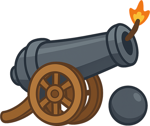 bomb cannon
. No background. Transparent background. Blank background. No shadows. 2d. In-Game asset. flat