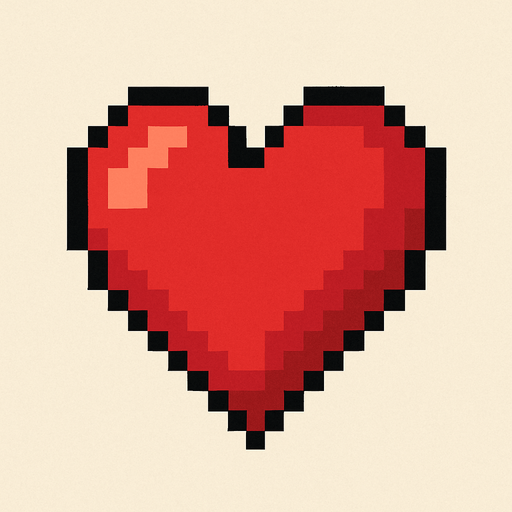 Pixel art Heart.
In-Game asset.  High contrast.  No shadows