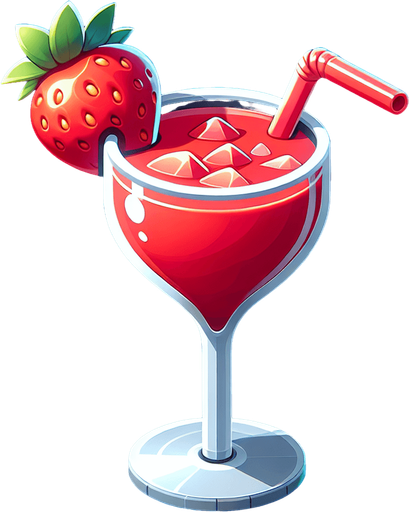 A nice glass of strawberry daiquiry.
Single Game Texture. In-Game asset. 2d. Blank background. High contrast. No shadows.