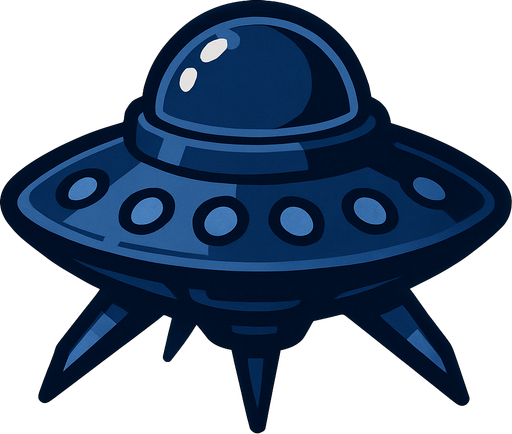 A navy blue alien ship. 
In-Game asset.  2d.  High contrast.  No shadows