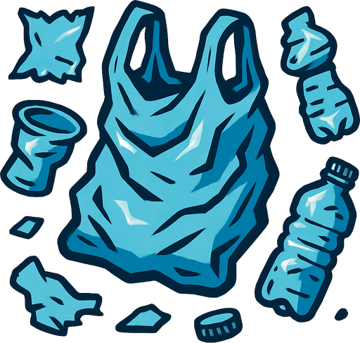 Plástico basura.
In-Game asset.  2d.  High contrast.  No shadows