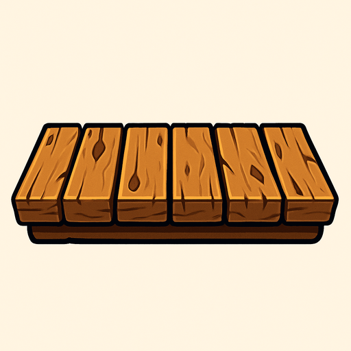 Wooden platfom straigth.
In-Game asset.  2d.  High contrast.  No shadows