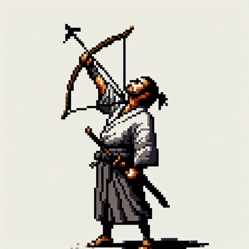A japanese pixel samurai, small, with his head looking totally up to the sky vertically and pointing with a crossbow also top, vertically, like 90 o head. Single Game Texture. In-Game asset. 2d. Blank background. High contrast. No shadows..
Single Game Texture. In-Game asset. 2d. Blank background. High contrast. No shadows..
Single Game Texture. In-Game asset. 2d. Blank background. High contrast. No shadows.