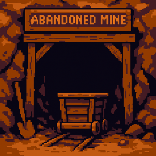 mina abandonada.
In-Game asset.  2d.  High contrast.  No shadows. pixelart