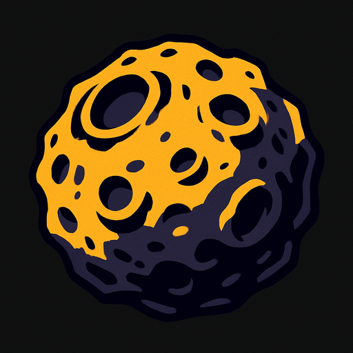 asteroid.
In-Game asset.  2d.  High contrast.  No shadows