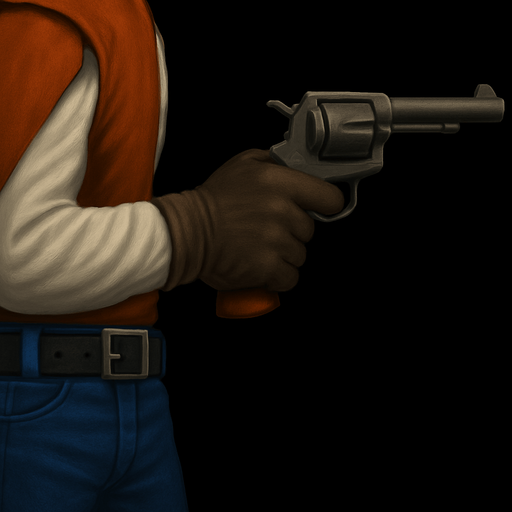 Make Sherrif point his gun ahead