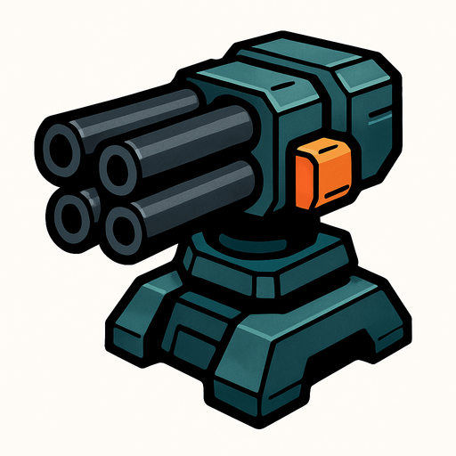 Triple barrel turret.
In-Game asset.  2d.  High contrast.  No shadows