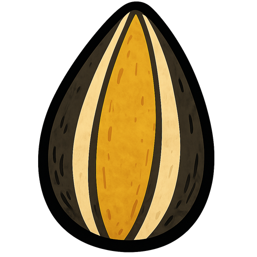 Big sunflower seed.
In-Game asset.  2d.  High contrast.  No shadows
