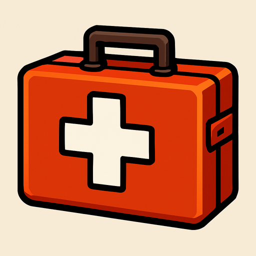 A health kit.
In-Game asset.  2d.  High contrast.  No shadows