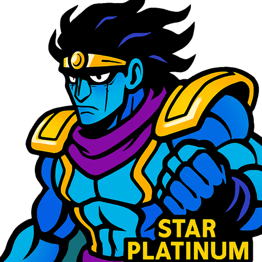 Star platinum 
jojo.
In-Game asset.  2d.  High contrast.  No shadows