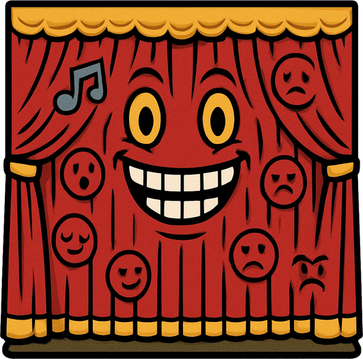 Cortina de una Sala de Conciertos Viviente.
In-Game asset.  2d.  High contrast.  No shadows