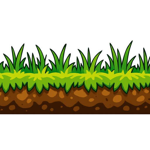 2048x100 pixel ground layer with grass.
In-Game asset.  2d.  High contrast.  No shadows