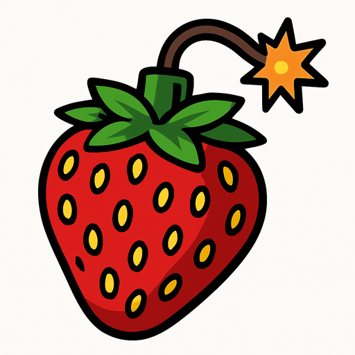 Çilek şeklinde bomba.
In-Game asset.  2d.  High contrast.  No shadows