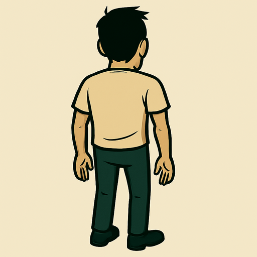 same person without anything no chair or any locks on the image and he is facing the screen by its back.