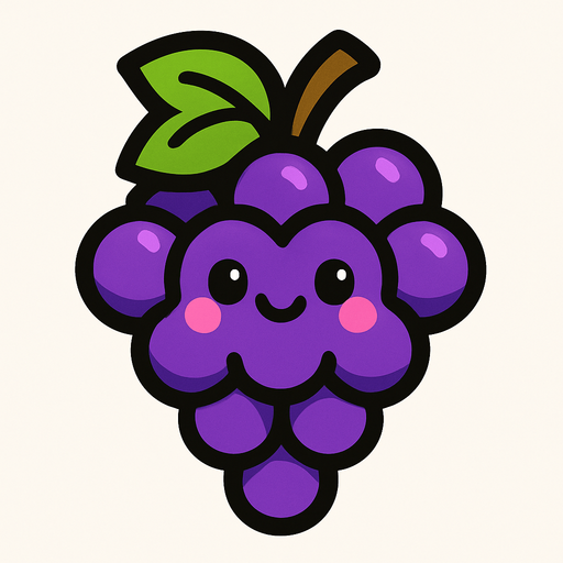 Grapes with a cute face.
In-Game asset.  2d.  High contrast.  No shadows