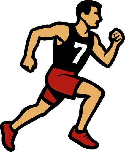runner with a black shirt with number 7.
In-Game asset.  2d.  High contrast.  No shadows