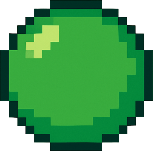 pixel art green circle.
In-Game asset.  2d.  High contrast.  No shadows