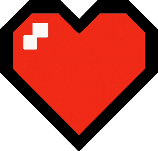 Coeur de points de vie.
In-Game asset.  2d.  High contrast.  No shadows