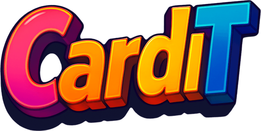 I want you to write the word “CardiT” in 3D, using vibrant colors. The style should be like animation, but not childish..
In-Game asset.  High contrast.  No shadows. 3d. Anime