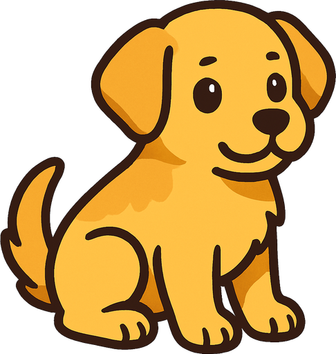 Chiot dorée (animal).
In-Game asset.  2d.  High contrast.  No shadows