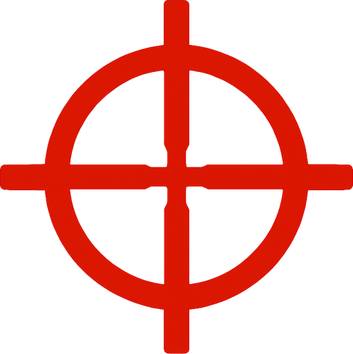 Red crosshair.
In-Game asset.  2d.  High contrast.  No shadows