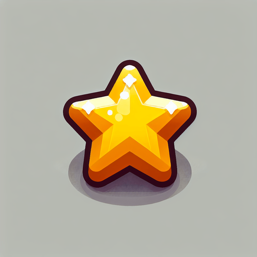 A little golden star..
Single Game Texture. In-Game asset. 2d. Blank background. High contrast. No shadows.