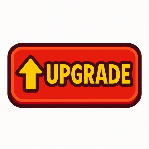 upgrade button.
In-Game asset.  2d.  High contrast.  No shadows