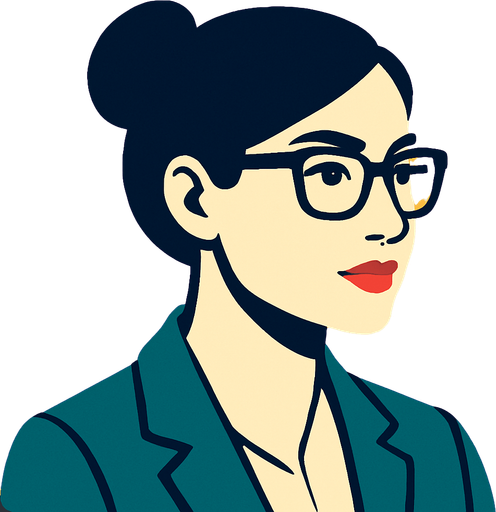 an intellectual woman's profile photo.
In-Game asset.  2d.  High contrast.  No shadows