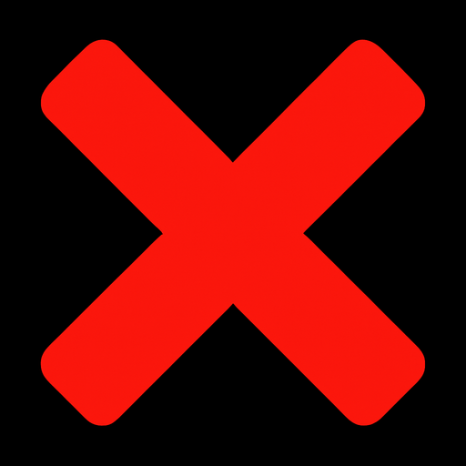 Red X.
In-Game asset.  2d.  High contrast.  No shadows