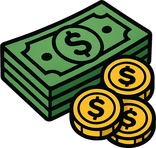 money.
In-Game asset.  2d.  High contrast.  No shadows