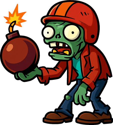 bombacı zombi plants vs zombies.
In-Game asset.  2d.  High contrast.  No shadows
