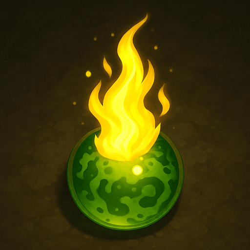 yellow flame ze poisonous bead top view.
In-Game asset