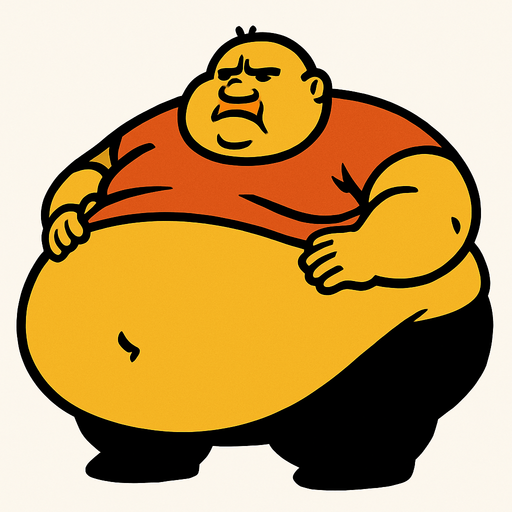 a lot fat.
In-Game asset.  2d.  High contrast.  No shadows