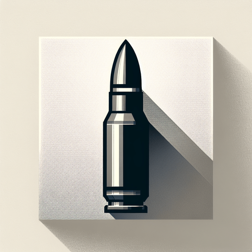 Bullet.
Single Game Texture. In-Game asset. 2d. Blank background. High contrast. No shadows.