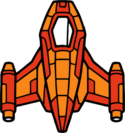 an space ship.
In-Game asset.  2d.  High contrast.  No shadows