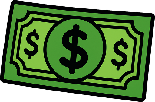yeşil dolar.
In-Game asset.  2d.  High contrast.  No shadows