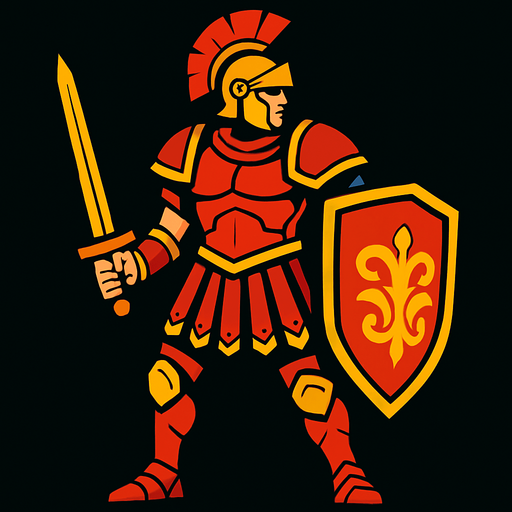 roma knight.
In-Game asset.  2d.  High contrast.  No shadows