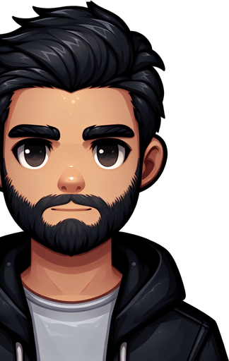 мультяшный парень с темными волосами бородой и светлыми прядями.
Single Game Texture. In-Game asset. 2d. Blank background. High contrast. No shadows.