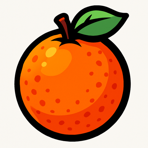 Naranja fruta.
In-Game asset.  2d.  High contrast.  No shadows