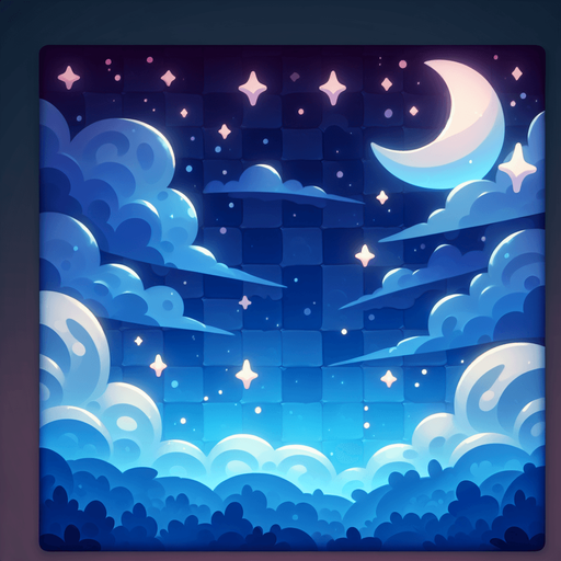 pixel şekerli mavi tonlarında hafif karanlık tema lı arka plan.
Single Game Texture. In-Game asset. 2d. Blank background. High contrast. No shadows.