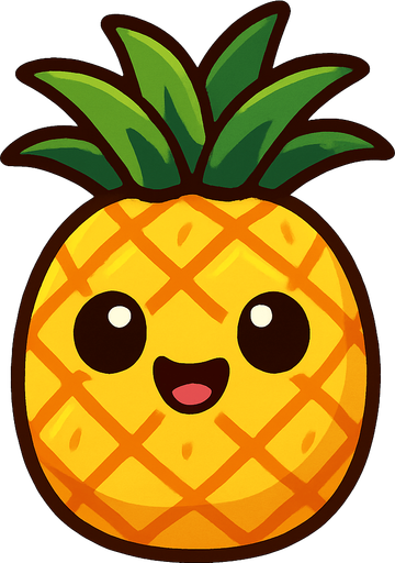 Pineapple with cute face.
In-Game asset.  2d.  High contrast.  No shadows
