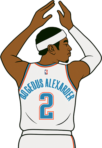Make player shai gilgeous Alexander in a white thunder uniform and white headband