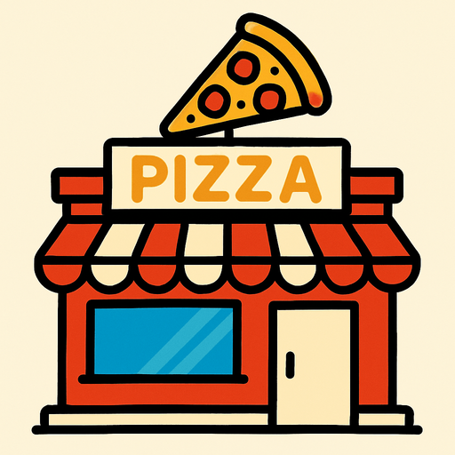 pizza store.
In-Game asset.  2d.  High contrast.  No shadows